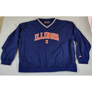 Pro Player Illinois Fighting Illini V-Neck Windbreaker Navy Blue 2XL Pullover
